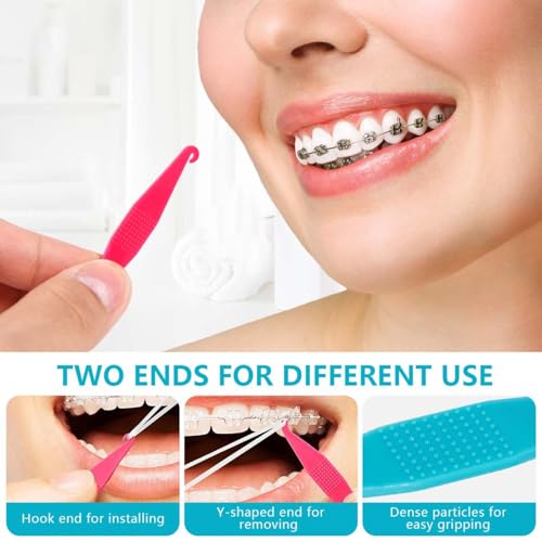 SenseYo 100 Pcs Colorful Dental Elastic Rubber Bands & Placers for Orthodontic Braces