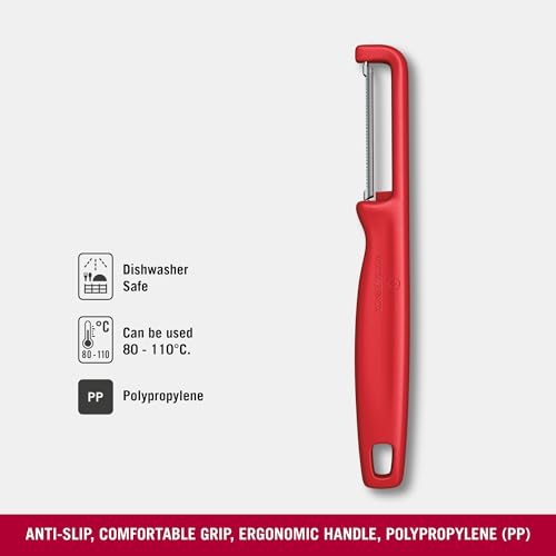 Victorinox Iota Peeler for Fruits & Vegetables - Serrated Blade, Red