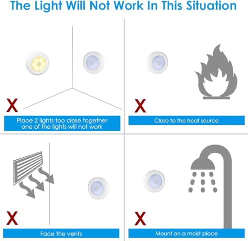 AMIR Motion Sensor LED Night Light - Cordless & Battery Powered, Warm White, Pack of 6