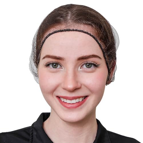 Disposable Honeycomb Nylon Hair Nets - 28 Inch, 100 Count, Brown