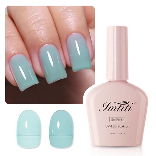 Imtiti Aqua Mint Jelly Gel Nail Polish 10ml - Sheer, Soak-Off UV/LED