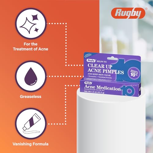 Rugby Benzoyl Peroxide 10% Acne Medication Gel - 1.5 Oz (Pack of 4)