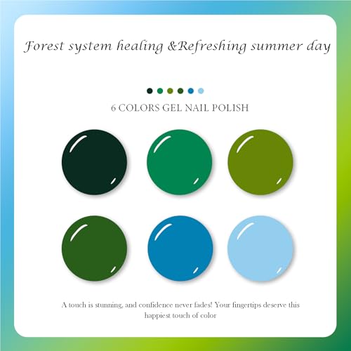 CAMILA 6pc Green Gel Nail Polish Set - HEMA & TPO Free Soak-Off UV LED Kit