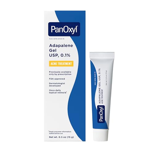 PanOxyl Adapalene 0.1% Leave-On Gel for Acne Treatment, 0.5 oz