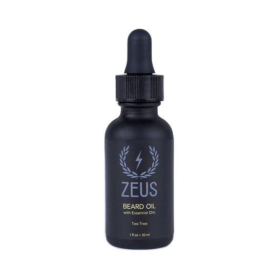 ZEUS Natural Beard Oil for Men, Premium Grooming Oil to Soften, Hydrate, Condition & Control Frizz in Beard and Mustache (Made in USA) Tea Tree