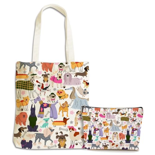 Aesthetic Dog Mom Gifts - Canvas Tote & Makeup Bag Set (Animal 63)