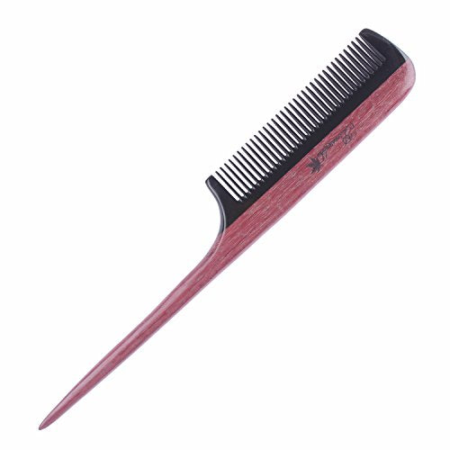 Breezelike Handmade Rat Tail Hair Comb, Purpleheart Wood & Buffalo Horn