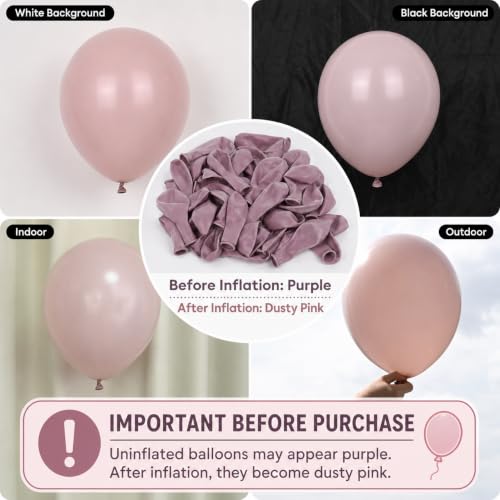 Dusty Pink Balloon Set - 50pcs 12 Inch Blush & Pearl Balloons for Parties