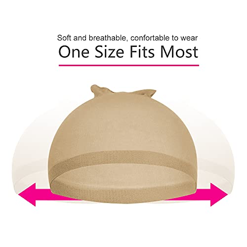 Ykimok 4 Pack Stretchy Nylon Wig Caps for Women, Natural Skin Tone Hair Cover