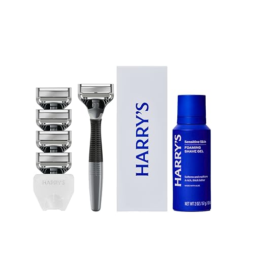 Harry's Charcoal Shaving Kit for Men - Razor Handle, 5 Refills & Gel