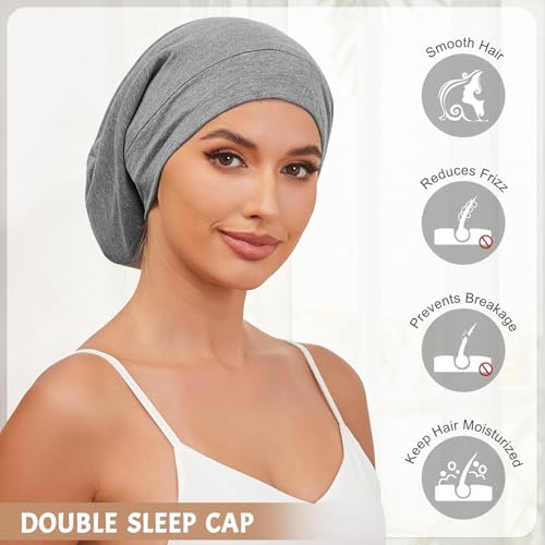 DEMAZALO Solid 3Pcs Silk Satin Bonnet for Sleeping Hair