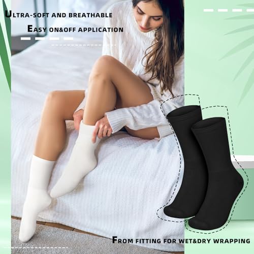 Eczema Socks for Sensitive Skin - 4 Pairs (2X-Large, Black & White)