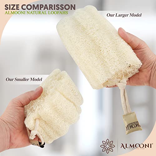 ALMOONI Mini Natural Loofah Sponge - Eco-Friendly Exfoliating Body Scrubber, 3 Count