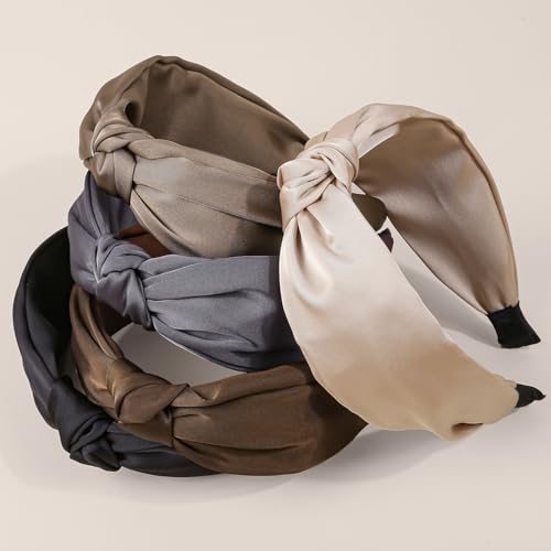 5Pcs Coffee Series Silk Knotted Headbands for Women