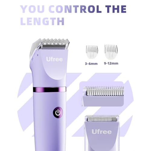Ufree Bikini Trimmer Electric Razors for Women, Ceramic Blade Body Hair Trimmer, IPX7 Waterproof Rechargeable Lady Shaver, Personal Groomer for Legs & Pubic Hair, Gifts for Women, Purple