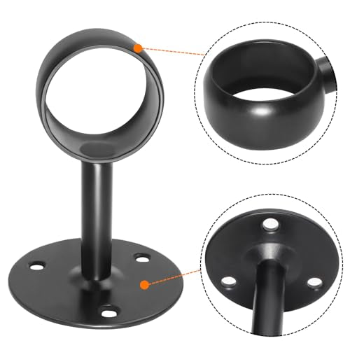 Matte Black Ceiling Curtain Rod Bracket - 304 Steel, 2 Pack