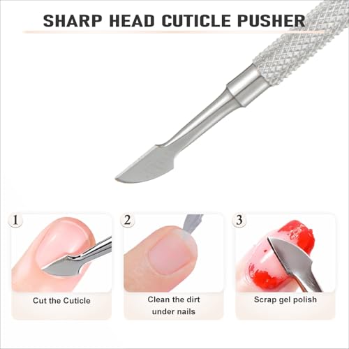 Professional Stainless Steel Double Ended Cuticle Pusher Tool