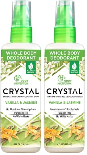 Crystal Mineral Deodorant Spray - Vanilla Jasmine, 4 oz, Pack of 2
