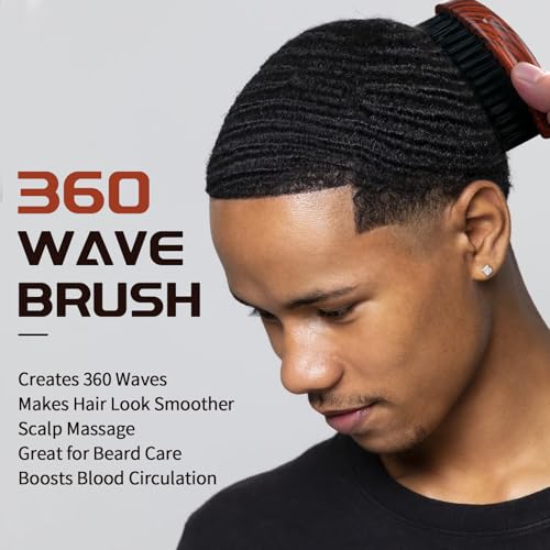 360 Curved Wave Brush for Men - Hard Bristle Hair Styling Tool
