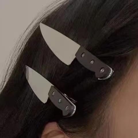 Mini Knife Hair Clips Set – Gothic Punk Barrettes, 2Pcs Hair Accessories for Women & Girls