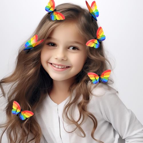 Rainbow Butterfly Hair Clips – LGBT Pride Hair Accessories for Girls & Women, Party & Festival Decorations