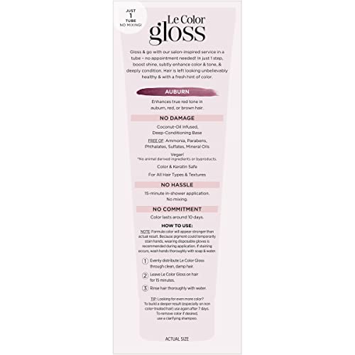L'Oreal Paris Le Color One Step Toning Hair Gloss Auburn 4oz - Enhances Shine & Neutralizes Brassiness