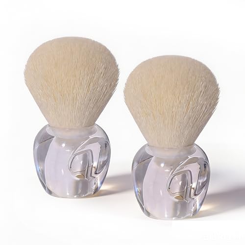 Clear 2-Pack Nail Dust Brush Set with Anti-Slip Ergonomic Transparent Base | Soft Kabuki Bristles for Manicure & Makeup