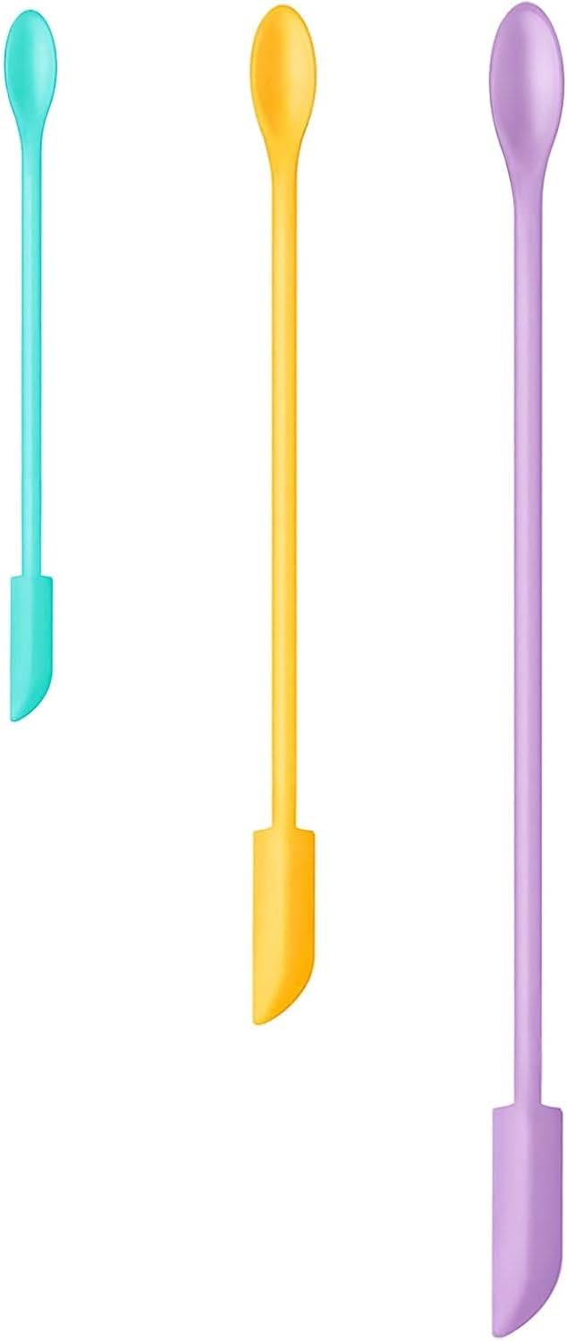 Silicone Spatula Set - 3-Piece Mini Scraper Tool for Makeup, Food & Beauty | Multi-Size for Jars & Containers