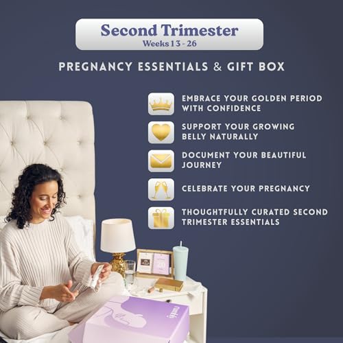 2nd Trimester Mom-to-Be Essentials Box - Pregnancy Gifts for Expecting Mom - Care Package with Essential New Mommy Items & Pregnancy Must-Haves - Second Trimester