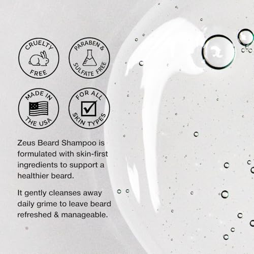 ZEUS Beard Shampoo for Men - Verbena Lime, 8 Fl Oz | Natural Oils for Soft, Healthy Beard