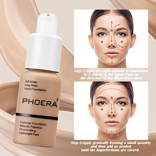 Phoera Full Coverage Matte Liquid Foundation Nude 1 Fl Oz - Mature Skin