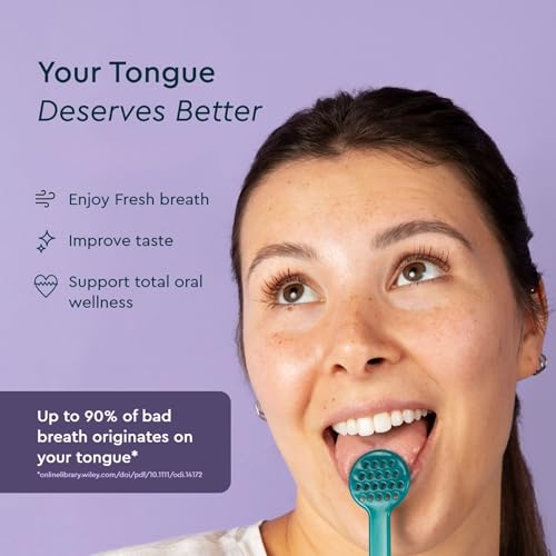 RADIUS 2-in-1 Tongue Cleaner - BPA-Free Tongue Scraper & Brush