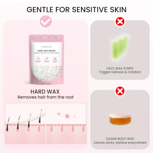 AUZEAL Unscented Hard Wax Beads for Sensitive Skin - 1lb