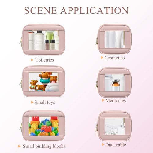 Pink 2-Piece Clear Makeup Bags Set - Waterproof TSA Approved