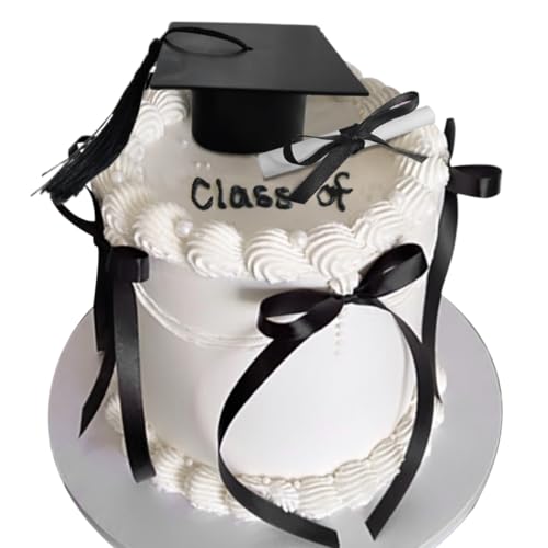 Graduation Cake Toppers Set with Congrats Bows & Certificate