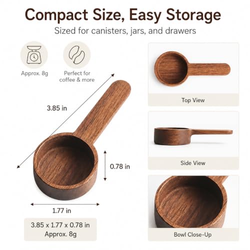 IMIKEYA Wooden Coffee Scoops - 2 Pack Measuring Spoons for Kitchen