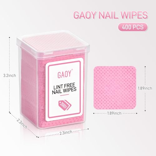 GAOY Lint-Free Nail Wipes - 400 Non-Woven Cotton Pads for Manicure
