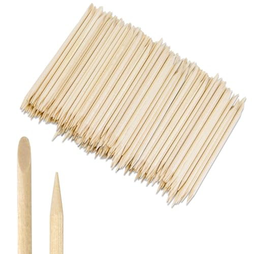 GOLD HONEY 500PCS Orangewood Cuticle Pusher Sticks, 4.5-Inch Manicure Tool