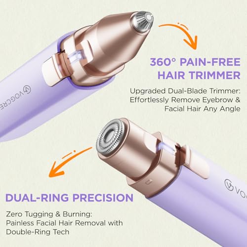 Rechargeable Facial Hair Remover for Women: 2 in 1 Electric Eyebrow and Facial Hair Remover - Suitable for Middle-aged Women¡¯s Eyebrow, Chin, and Cheek Trimming - with Built-in LED Light(Purple)
