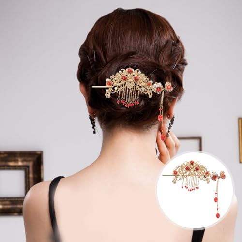 Vintage Chinese Hanfu Hair Clips & Hair Sticks Set for Women, Tassel Flower Design