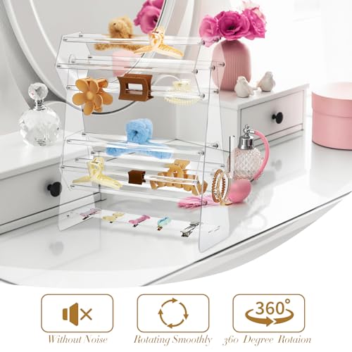 Hexagonal 2-Tier Acrylic Claw Clip Holder - 360 Degree Rotating Organizer