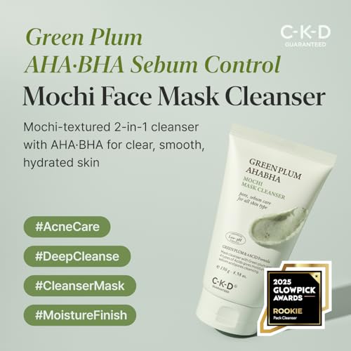 CKD Green Plum AHA BHA Clay Mask & Cleanser for Blackheads & Pores, 4.58 oz