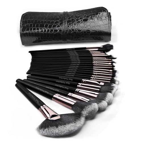 Real Perfection 24-Piece Professional Makeup Brush Set with Travel Case