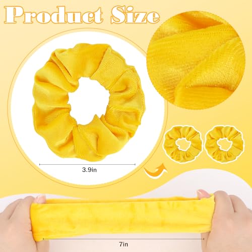 YISSION Yellow Velvet Hair Scrunchies - 2 Pack for Women & Girls