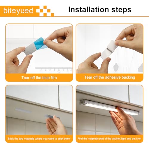 16-Piece Magnetic Under Cabinet Light Mounting Strips with Adhesive