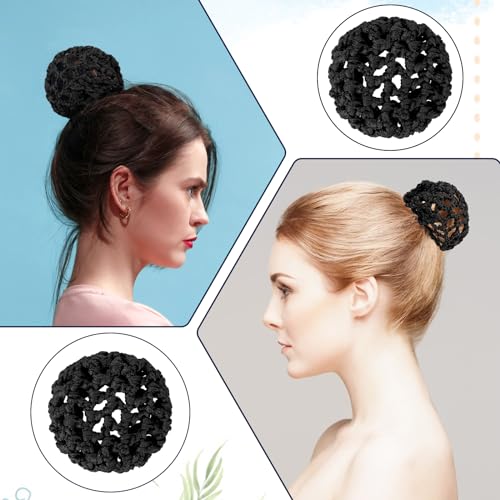 Black Elastic Knit Hair Nets for Ballet and Dance - Set of 8