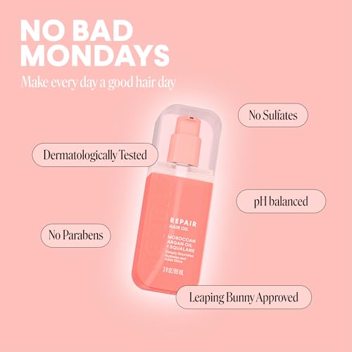 MONDAY Haircare REPAIR Hair Oil with Argan Oil & Squalane – 3 oz (Pack of 2)