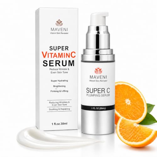 MAVENI Vitamin C Serum with Hyaluronic Acid - Brightening Anti-Aging Facial Serum for Dark Spots & Fine Lines, 1 Fl Oz