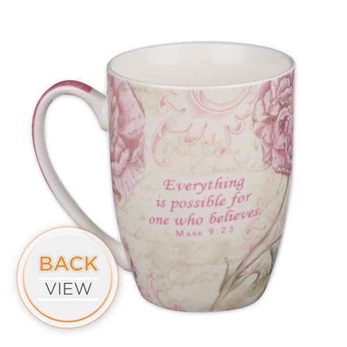 Inspirational Pink Butterfly Coffee Mug - 12 oz Ceramic Cup with Bible Verse