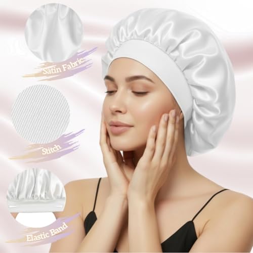 Large Silk Bonnet for Sleeping - Hypoallergenic Satin Hair Cap